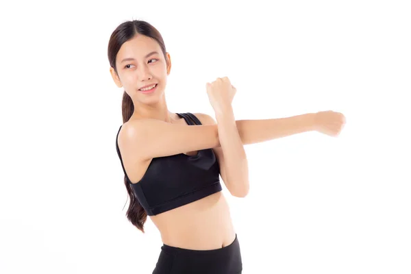 Egzersiz Yogası Için Ellerini Kollarını Uzatan Güzel Asyalı Kadın Portresi — Stok fotoğraf