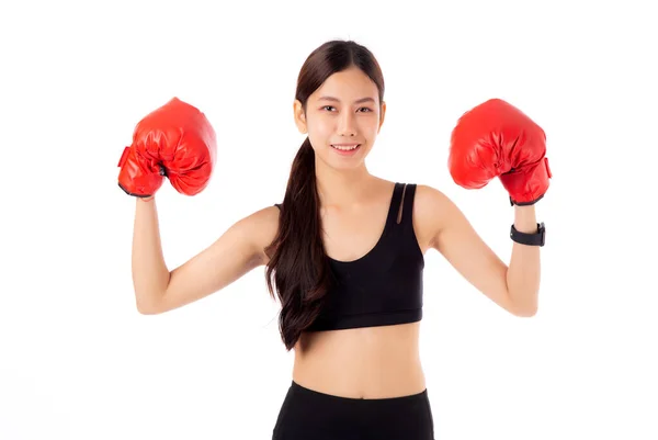 Belle Jeune Femme Asiatique Dans Exercice Vêtements Sport Avec Boxe — Photo