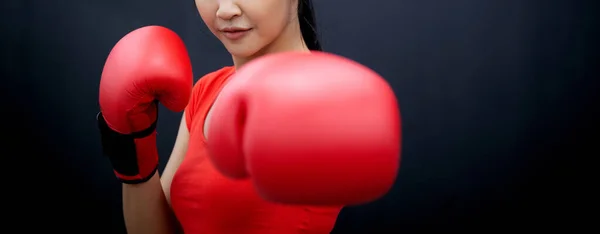 Determinación Mujer Asiática Joven Que Tiene Boxeo Motivación Gimnasio Fitness — Foto de Stock