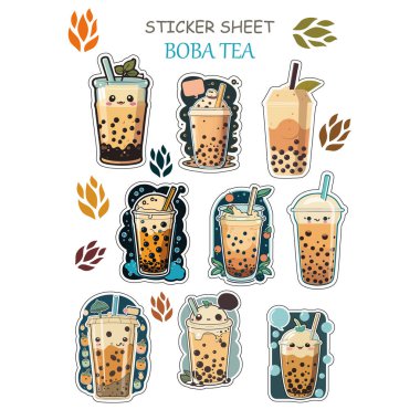 This set of vector files includes adorable clipart designs of Bubble Tea, Boba Tea, and Milk Tea with tapioca pearls, which are ideal for both Kpop and boba tea enthusiasts.  clipart