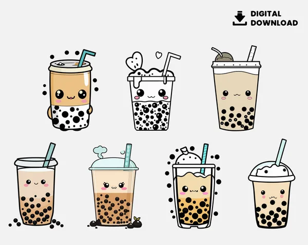 Bu vektör dosyası sevimli bir Bubble Tea SVG kesme dosyası, bir Boba Bubble Tea 'nın kawaii tasarımı ile birlikte bir clipart olarak harika çalışır.