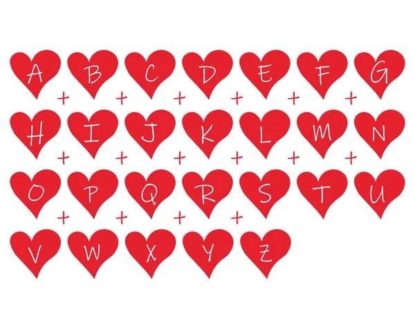 Digitaler Download Love Heart Alphabet Eps Heart Alphabet Eps Hearts — Stockvektor
