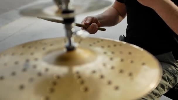 Close Hands Drummer Twirling Drumsticks His Fingers Outdoor Rock Concert — Stock Video