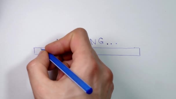 手绘状态栏加载概念 用蓝色钢笔填写下载队列 — 图库视频影像