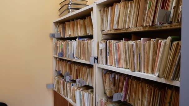 Arquivo Registros Papel Médico Clínica Armário Arquivos Hospital — Vídeo de Stock