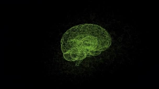 Hersenbinding Van Cellen Groen Digitaal Hersenconcept Twee Hersenhelften Twee Hersenhelften — Stockvideo