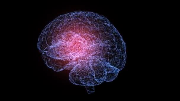 Hologramme Numérique Bleu Cerveau Humain Présentant Une Inflammation Une Maladie — Video