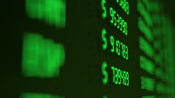 Green Stock Market Tickers Digital Animation Stock Market Prices Passing — Αρχείο Βίντεο