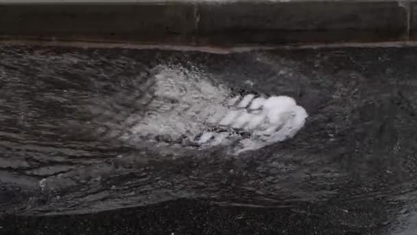 Система Дренажу Дощової Води Опади Дощу Протікають Штормовій Системі Каналізації — стокове відео