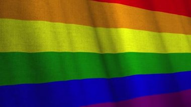 Gökkuşağı bayrağı, LGBT LGBTQ gurur bayrağı rüzgarda sallanan eşcinseller için. Farklı renklerin LGBT sembolü bayrağı