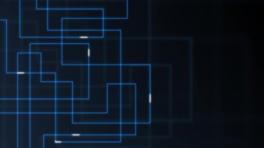 Noktaları ve çizgileri birleştirin. Teknoloji grafik ağı geçmişi. Çizgilerin basılı devre kartı biçimindeki hareketi ve levha boyunca ilerleyen dijital sinyaller..