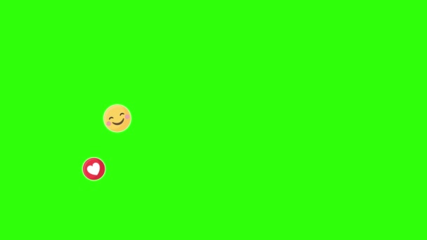 Social Media Positive Emoji Animacja Przychodząca Dołu Zielonym Kluczu Chromowym — Wideo stockowe