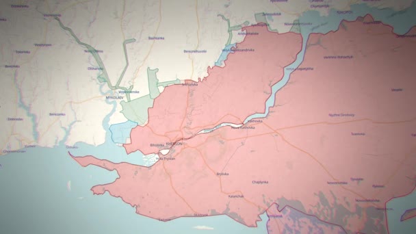 Mapa Nepřátelství Ukrajině Blízkosti Města Kherson Cherson Regionu Protiofenzíva Ukrajinské — Stock video