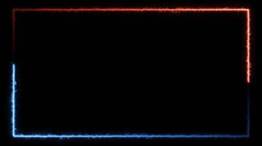 Kırmızı Cyan 'ı alevlerle donatın. Soyut, pürüzsüz arkaplan döngüsü. döngülü animasyon floresan ışık 4k parlayan çizgi soyut arkaplan ağ neon kutu deseni LED projeksiyon teknolojisini