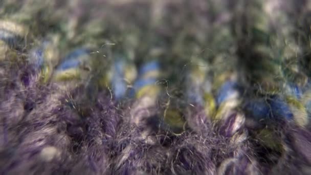 Macro Video Close Camera Movement Texture Spun Fabric Woolen Threads — Stock Video