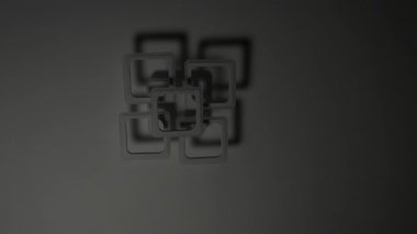 Soyut şekilli avize şeklindeki kare şeklindeki lambanın açılıp kapandığı yakın plan. Enerji, elektrik, yenilik kavramı. Tavan lambasını açıp kapatıyorum. Avize evde açılıp kapanıyor.