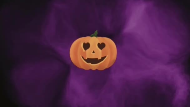 Animação Abóbora Halloween Entre Névoa Colorida — Vídeo de Stock