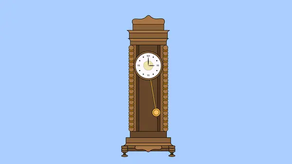 Reloj Péndulo Madera Clásico Sobre Fondo Azul — Vector de stock