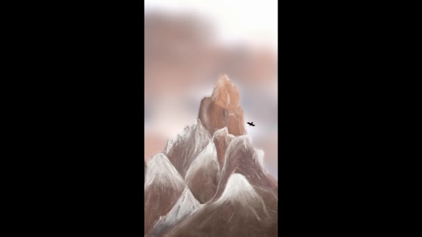 Κινούμενα Σχέδια Ενός Αετού Που Πετάει Ένα Χιονισμένο Ορεινό Τοπίο — Αρχείο Βίντεο