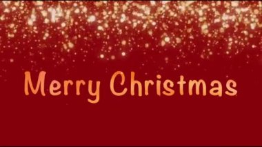 Altın yazılar, kırmızı arka plan ve düşen altın parıltılarıyla Mutlu Noeller.