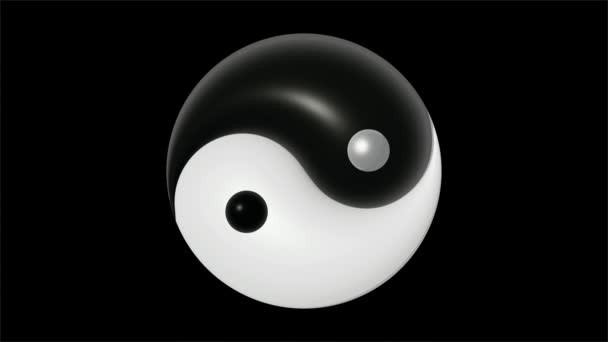Yin Yang Oriental Símbolo Animado Sobre Fondo Negro — Vídeo de stock