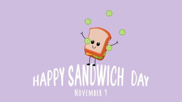 Geanimeerde Sandwich Jongleren Augurk Plakjes Animatie — Stockvideo