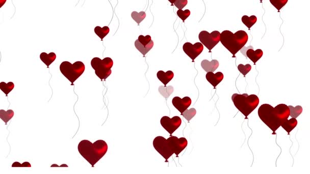 Animasi Balon Hari Valentine Merah Berbentuk Hati Dalam Gaya — Stok Video