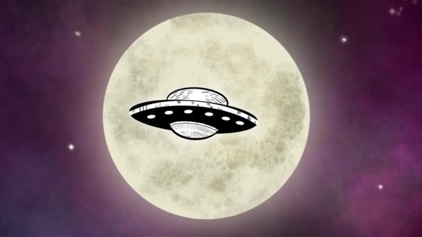 Animação Com Disco Voador Céu Noturno — Vídeo de Stock