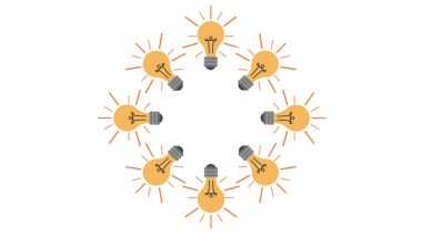 Aydınlık Ampuller Çemberi Toplu Yaratıcılığı Sembolize Ediyor, arkaplan yok