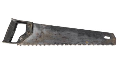  Eski el testeresi, eski model bir alet. beyaz arkaplanda izole