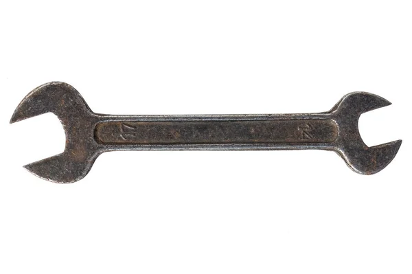 Paslı Ngiliz Anahtarı Beyaz Arka Planda Izole Edilmiş Ngiliz Anahtarı — Stok fotoğraf
