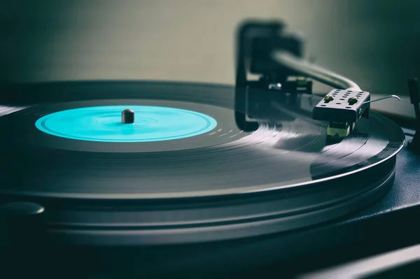 Record Player Vinyl Turntable Record Player While Playing Record Film — Stock Photo, Image