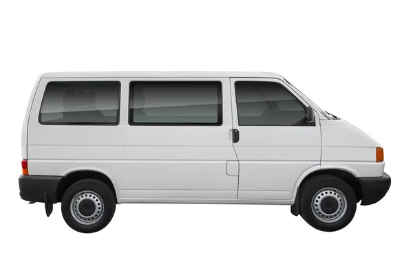 Minivan Bianco Vista Laterale Isolato Sfondo Bianco — Foto Stock