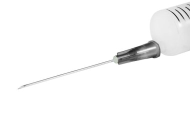 Tıbbi şırınga iğnesi. beyaz arkaplanda izole