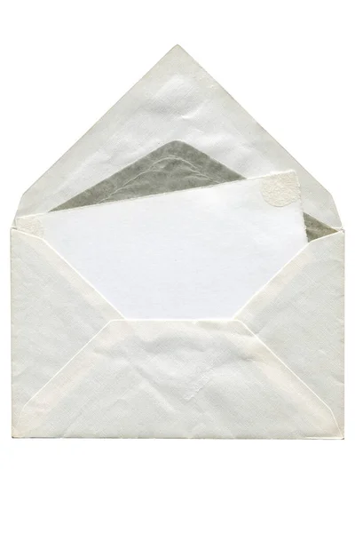 Vintage Φάκελο Μπροστά Κάρτα Μέσα Απομονώνονται Λευκό Φόντο Επιστολή Πάνω — Φωτογραφία Αρχείου