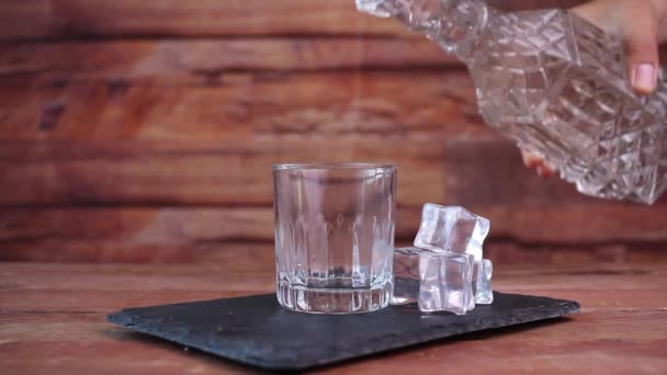 Barmen Likör Dolduruyor Şık Şişeden Votka Veya Tekila Gibi — Stok video