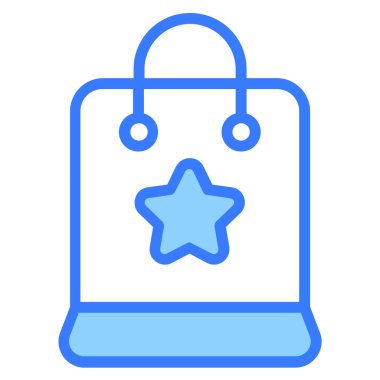 Paskalya alışverişi, alışveriş çantası, Satr Blue Outline Basit Simge.