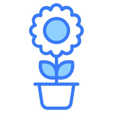 Güneş çiçeği, çiçek, saksı Mavi Özet Basit Simge.