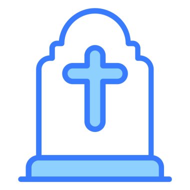 Yırt, mezarlık, mezar taşı, Mavi Dış Çizgi Basit Simge.