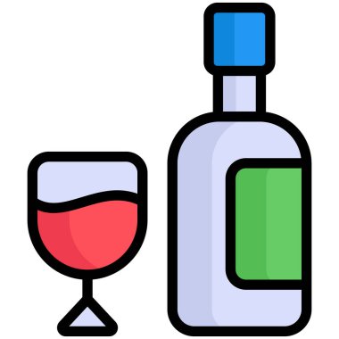 Şarap, alkol yassı çizgi simgesi