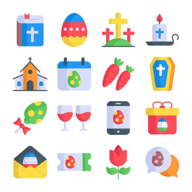 Paskalya Günü Vektör simgelerinin Basit Kümesi