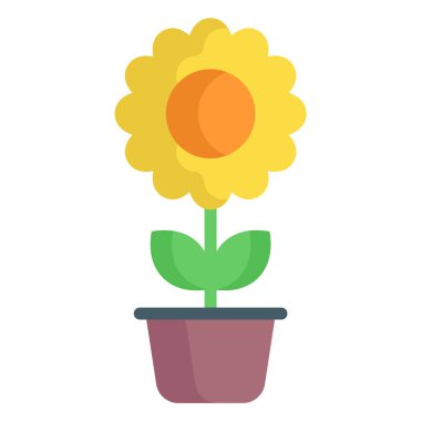 güneş çiçeği, çiçekli düz çizgi simgesi  