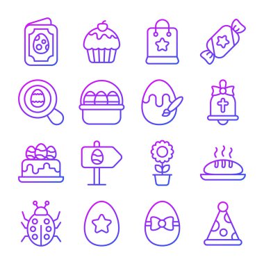 Paskalya Günü Vektör simgelerinin Basit Kümesi