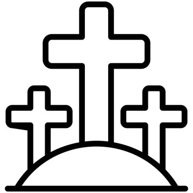 Mezarlık, din ince çizgi simgesi  