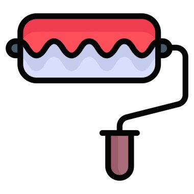 boya silindirli düz vektör simgesi, renkli çizgi vektör tasarımı