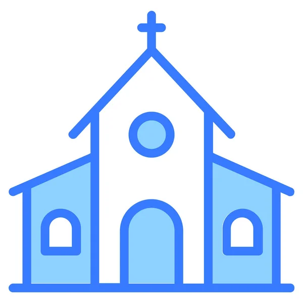 Iglesia Lugar Culto Cristiano Esquema Azul Icono Simple — Vector de stock