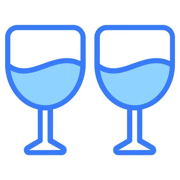 Drink Beverage Alcohol Glass Blue Outline Simple Icon — Stock Vector