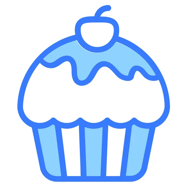 Cup Cake Kers Bakkerij Blue Outline Simple Icon — Stockvector