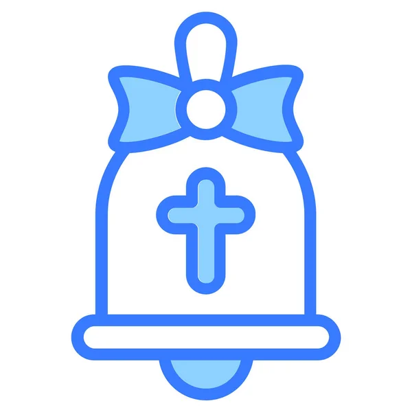 Glocke Alarm Kreuz Bogen Blue Outline Simple Icon — Stockvektor