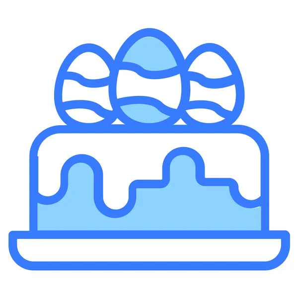 Gâteau Pâques Gâteau Oeufs Blue Outline Simple Icône — Image vectorielle